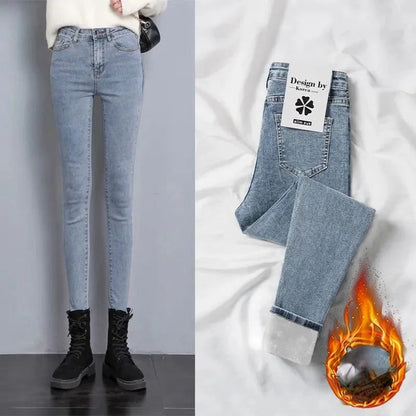 Jeans para Mulheres Mom Jeans azul, cinza, preto. Jeans feminino de cintura alta, elástico, denim lavado, skinny, tipo lápis, streetwear feminino