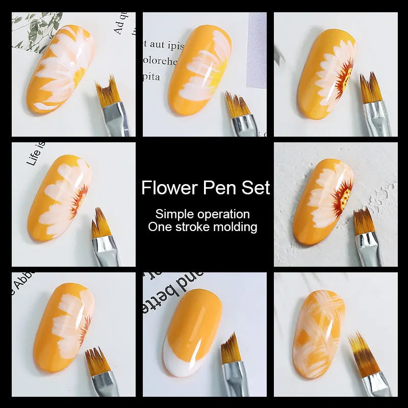 Kit de 3/5/8 Pincéis para Pintura de Unhas - Pontas para Desenho de Flores - Pincéis de Gel UV Acrílico - Ferramenta para Design de Linhas, Grades, Unhas Francesas e Manicure DIY