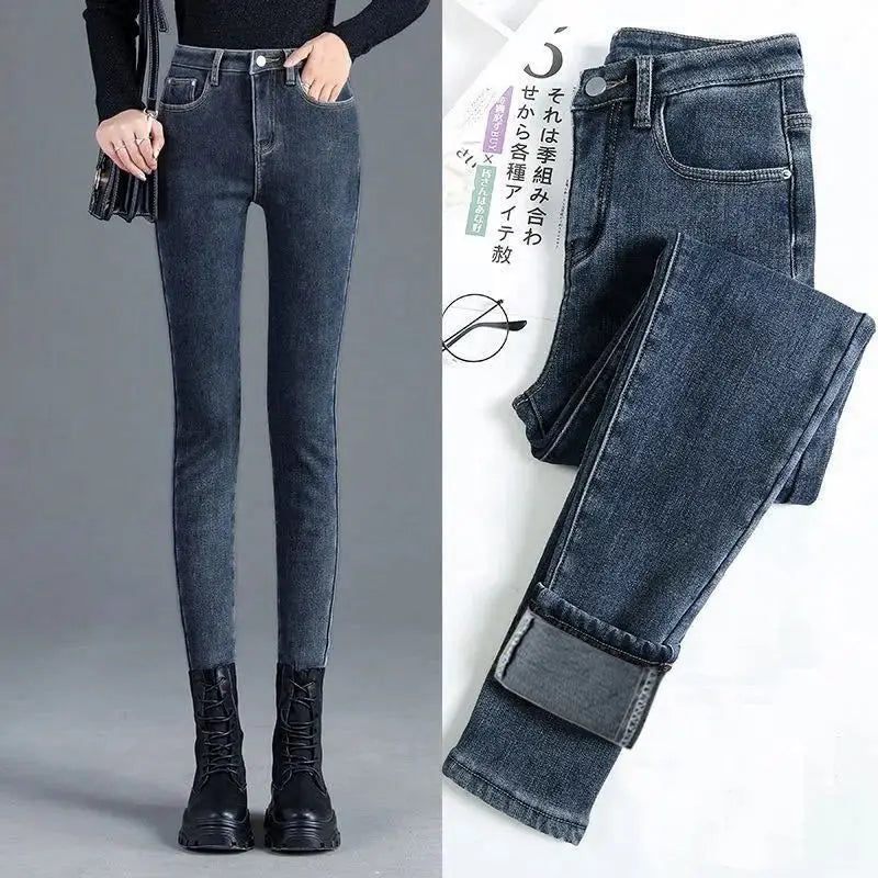 Jeans para Mulheres Mom Jeans azul, cinza, preto. Jeans feminino de cintura alta, elástico, denim lavado, skinny, tipo lápis, streetwear feminino