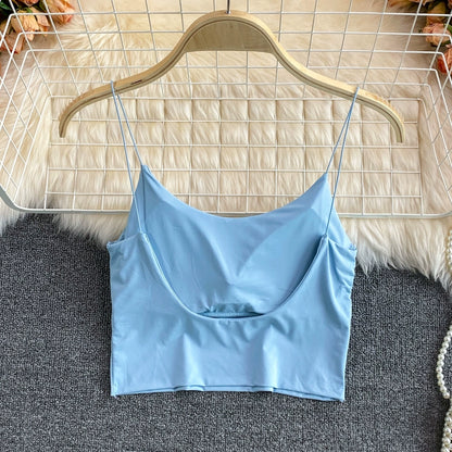 Camisola Feminina Cropped - Top Tubo Sem Costura em Seda Gelada, Bralette com Bojo, Regata Esportiva Sexy e Confortável