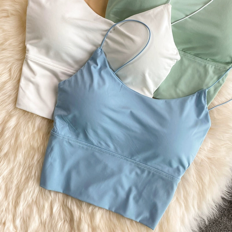 Camisola Feminina Cropped - Top Tubo Sem Costura em Seda Gelada, Bralette com Bojo, Regata Esportiva Sexy e Confortável