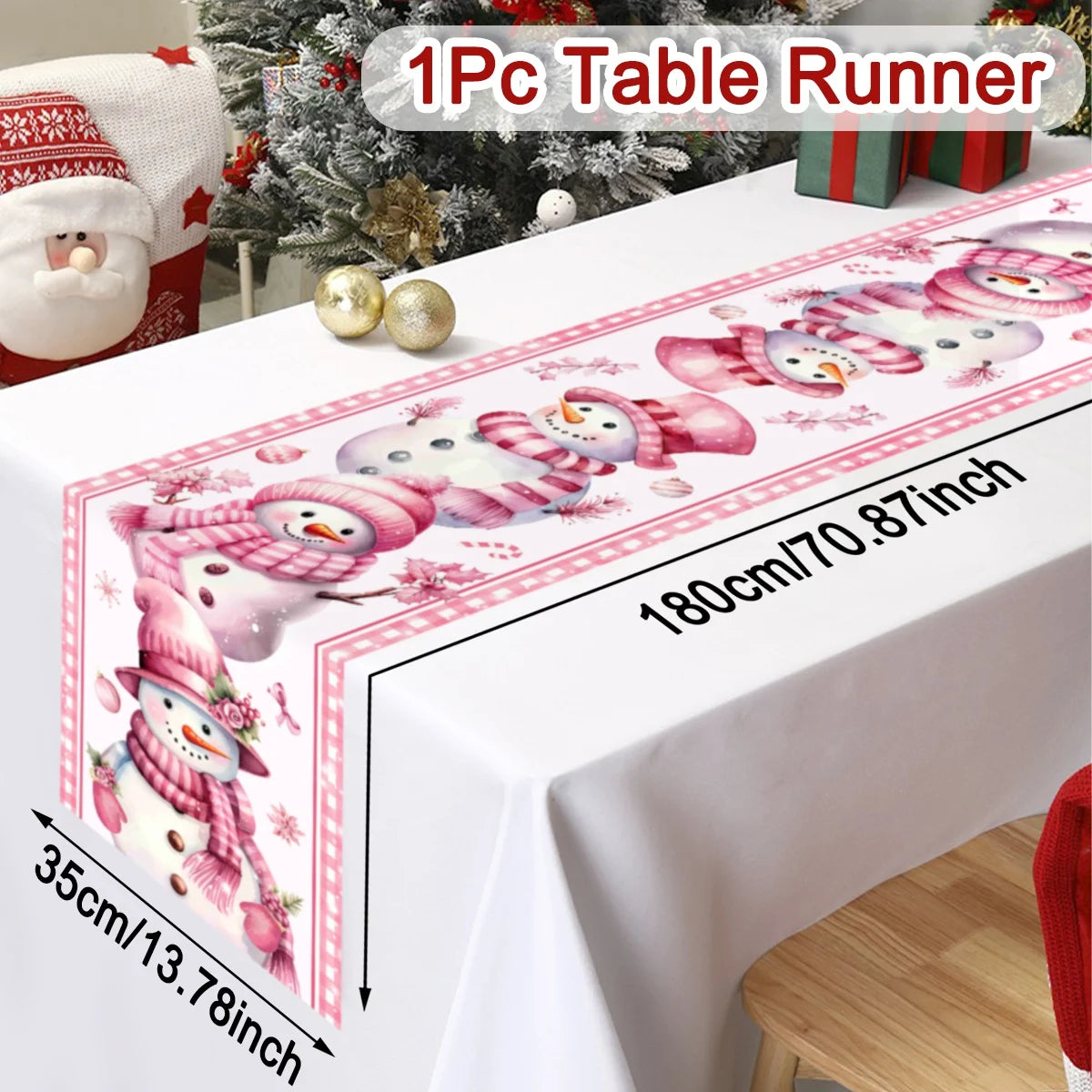 Toalha de Mesa Rosa de Natal: Bandeira de Mesa do Papai Noel, Decorações de Natal para Casa 2024, Presentes de Natal (Navidad), Toalha de Mesa para o Ano Novo.