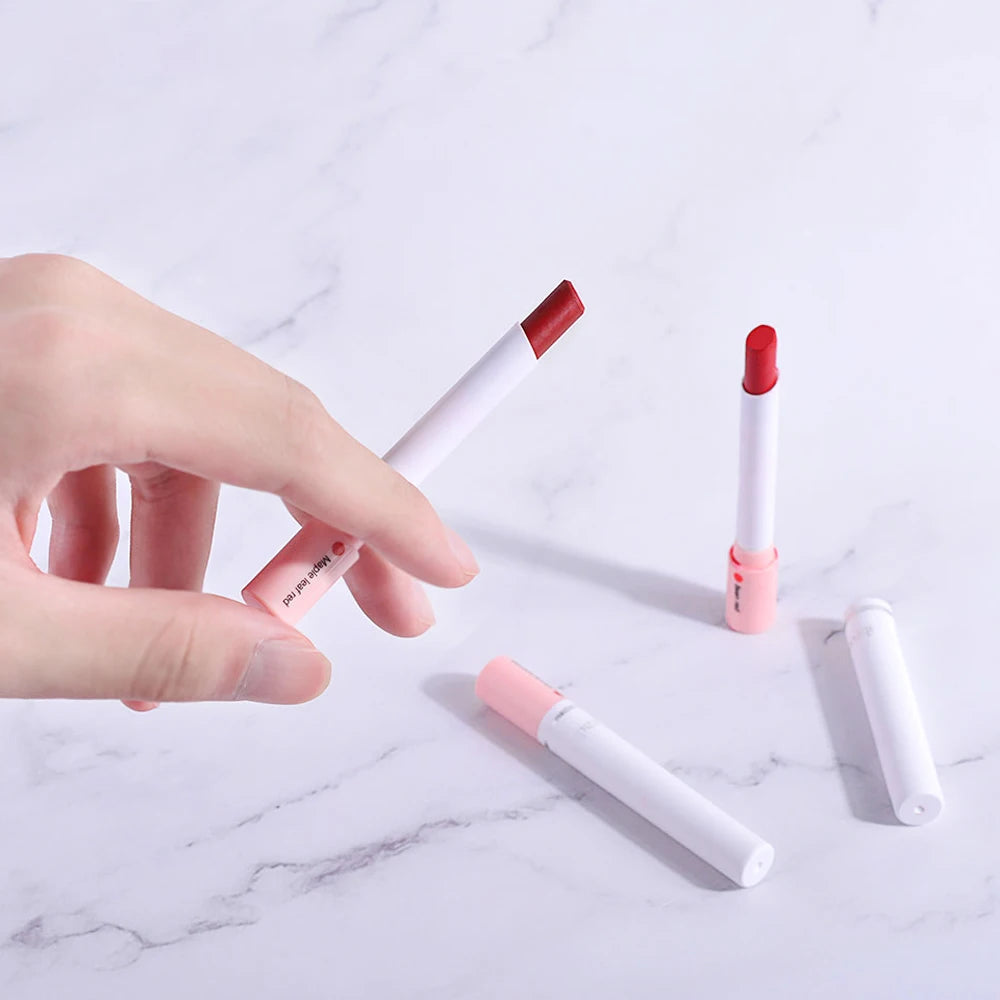 Conjunto de Batons em Forma de Cigarro com 4 Peças Longa Duração, Gloss Labial Matte, Batom à Prova d'Água, Tubo de Batom, Tinta Labial Nude, Maquiagem Cosméticos