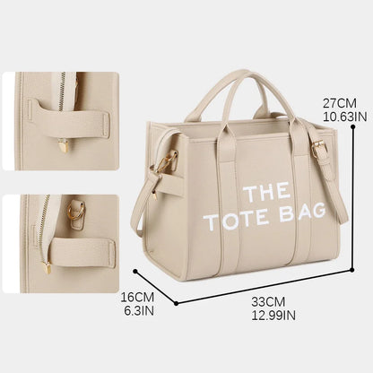 Bolsas Tote Femininas de Couro Cor Sólida Bolsa Simples para Lazer ao Ar Livre com Grande Capacidade Bolsa de Ombro