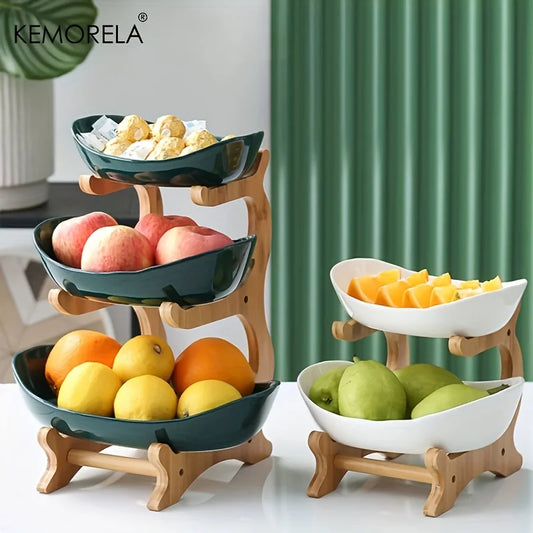 Prato de Frutas 2/3 Camadas para Casa, Sala de Estar, Prato de Plástico para Lanches, Cesta Criativa e Moderna para Frutas Secas, Prato para Doces, Suporte para Bolo, Tigela para Salada