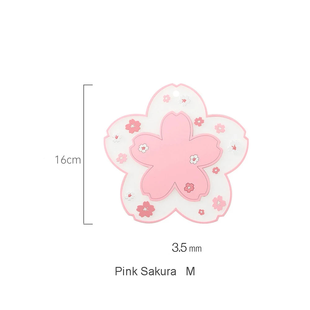 Apoio de Copo Kawaii Japão Flor de Cerejeira, Tapete para Xícara de Chá, Sakura, Protetor de Mesa, para Chá, Leite, Caneca, Copo, 1 Peça