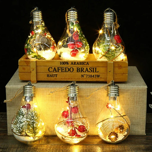 Lâmpada LED de Natal à Pilha, Luz Noturna Luminosa, Pingente Suspenso de Árvore de Natal para Decoração de Casa, Ano Novo e Festa de Natal.