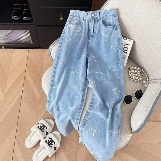 Jeans de Cintura Alta Modeladora para Mulheres, Nova Chegada de Verão, Calças Retas Longas com Design Fashion e Estilo Doce e Apimentado