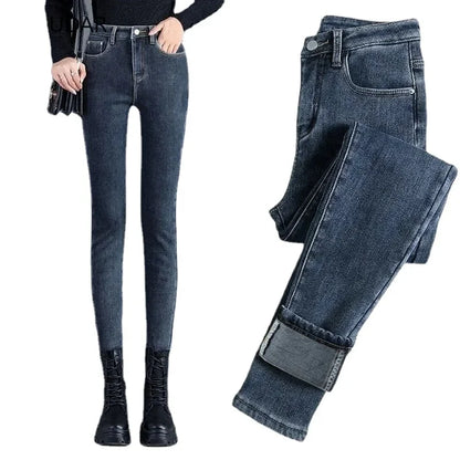 Jeans para Mulheres Mom Jeans azul, cinza, preto. Jeans feminino de cintura alta, elástico, denim lavado, skinny, tipo lápis, streetwear feminino