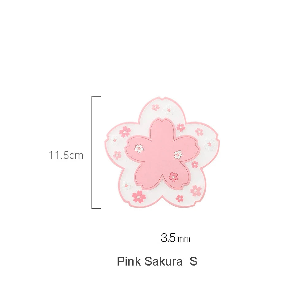 Apoio de Copo Kawaii Japão Flor de Cerejeira, Tapete para Xícara de Chá, Sakura, Protetor de Mesa, para Chá, Leite, Caneca, Copo, 1 Peça