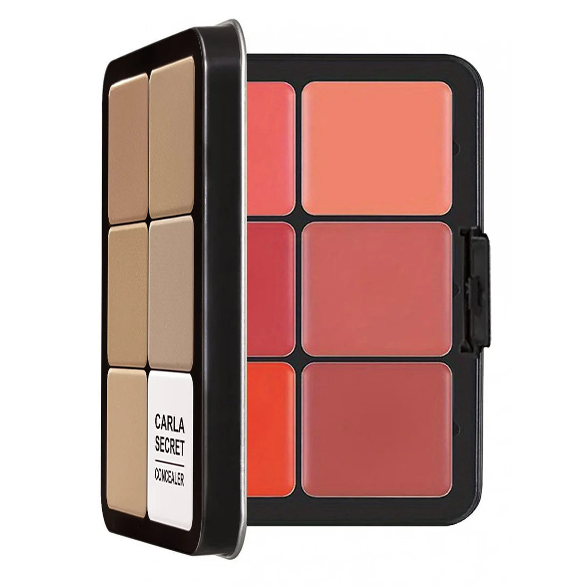 Paleta de Maquiagem 12 Cores - Estojo Metálico com Corretivo, Blush, Creme Matte, Iluminador e Contorno