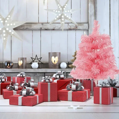 Árvore de Natal Artificial de 60CM, Árvore de Natal de PVC, Pinheiro Natalino para Decoração de Festas, com Galhos e Folhas Encorpados, Mini Árvore de Natal com Enfeites.