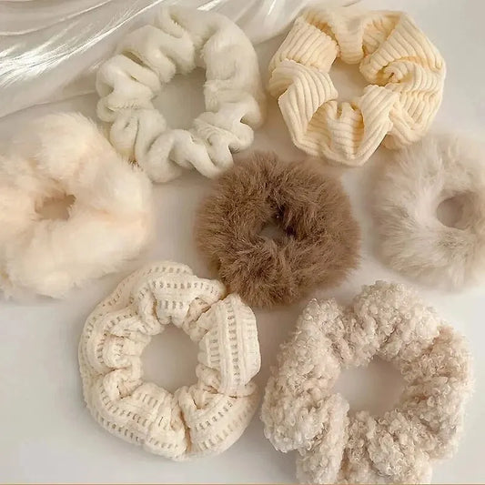 7 Pcs/Set Conjunto de Scrunchies para Mulheres, Faixa de Cabelo de Veludo Sólido para Meninas, Prendedores de Cabelo, Elásticos de Cabelo, Acessórios de Cabelo