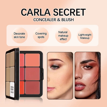 Paleta de Maquiagem 12 Cores - Estojo Metálico com Corretivo, Blush, Creme Matte, Iluminador e Contorno