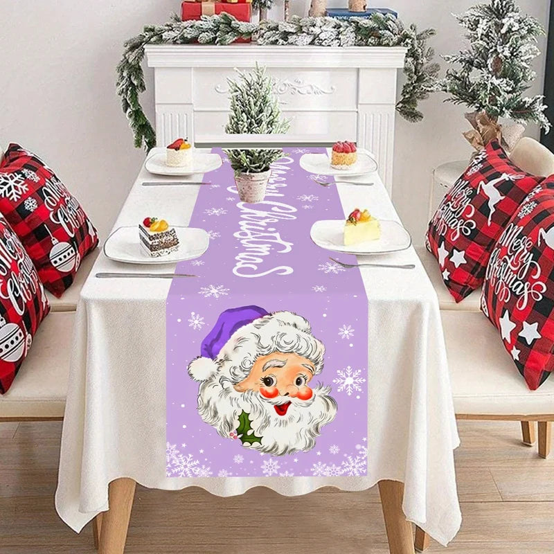 Toalha de Mesa Rosa de Natal: Bandeira de Mesa do Papai Noel, Decorações de Natal para Casa 2024, Presentes de Natal (Navidad), Toalha de Mesa para o Ano Novo.