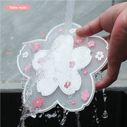 Apoio de Copo Kawaii Japão Flor de Cerejeira, Tapete para Xícara de Chá, Sakura, Protetor de Mesa, para Chá, Leite, Caneca, Copo, 1 Peça