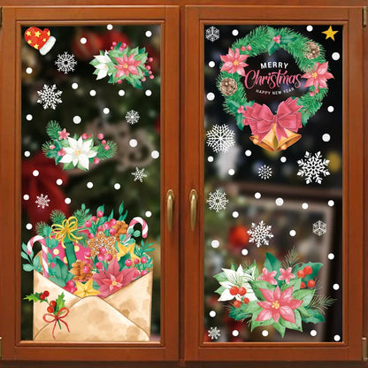 Adesivos de Janela de Natal Rosa: Adesivos de Papai Noel, Boneco de Neve, Renas, Decoração de Vidro, DeCal “Merry Christmas”, Decoração para Casa 2024, Presentes de Ano Novo.