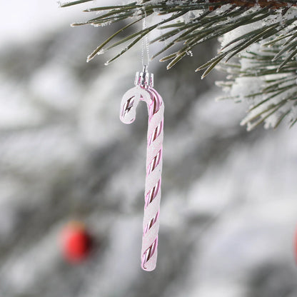 Conjunto de 6 Peças de Decoração para Árvore de Natal: Bastões Plásticos, Presentes para Casa (Pacote Rosa), Artesanato, Pendentes, Ornamentos de Doce de Açúcar