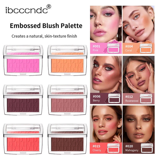 Paleta de Blush Fosco em Relevo - Blush Facial de Alta Pigmentação em Tons Rosados e Corais para Bochechas, Acabamento Suave