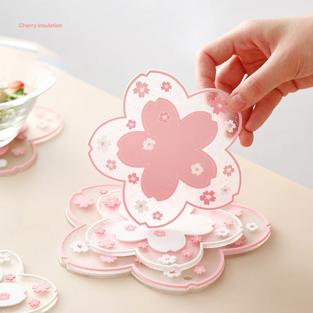 Apoio de Copo Kawaii Japão Flor de Cerejeira, Tapete para Xícara de Chá, Sakura, Protetor de Mesa, para Chá, Leite, Caneca, Copo, 1 Peça