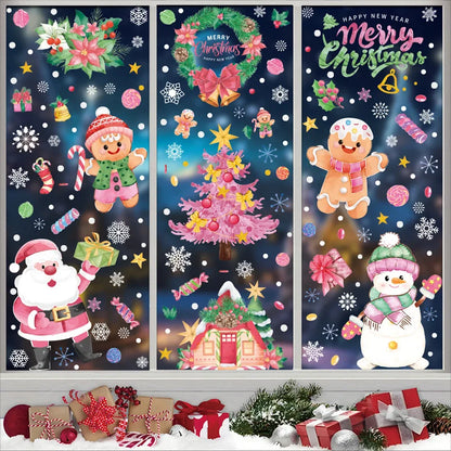 Adesivos de Janela de Natal Rosa: Adesivos de Papai Noel, Boneco de Neve, Renas, Decoração de Vidro, DeCal “Merry Christmas”, Decoração para Casa 2024, Presentes de Ano Novo.