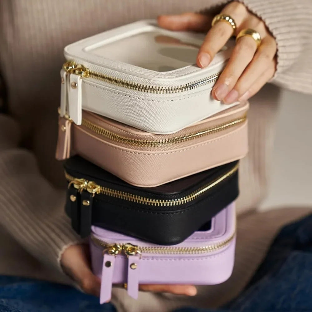 Mini Necessaire Bolsa de Maquiagem Bonita Transparente, Organizador de Viagem para Cosméticos e Produtos de Higiene, Estojo Quadrado à Prova d'Água com Zíper