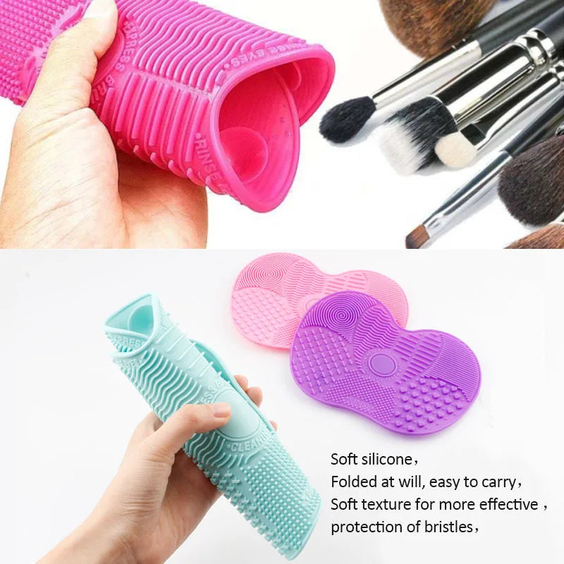 Tapete de Esfrega de Silicone para Limpeza de Pincel Cosmético com Ventosa, Limpeza de Maquiagem, Acessórios de Beleza