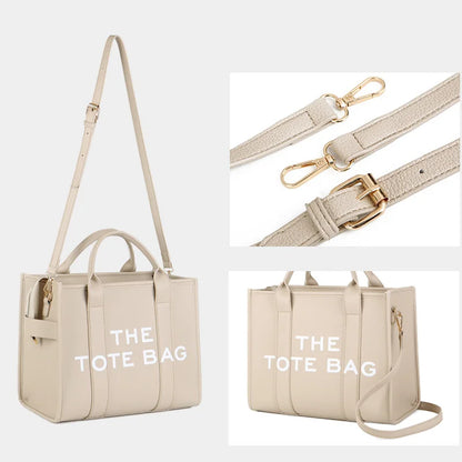 Bolsas Tote Femininas de Couro Cor Sólida Bolsa Simples para Lazer ao Ar Livre com Grande Capacidade Bolsa de Ombro